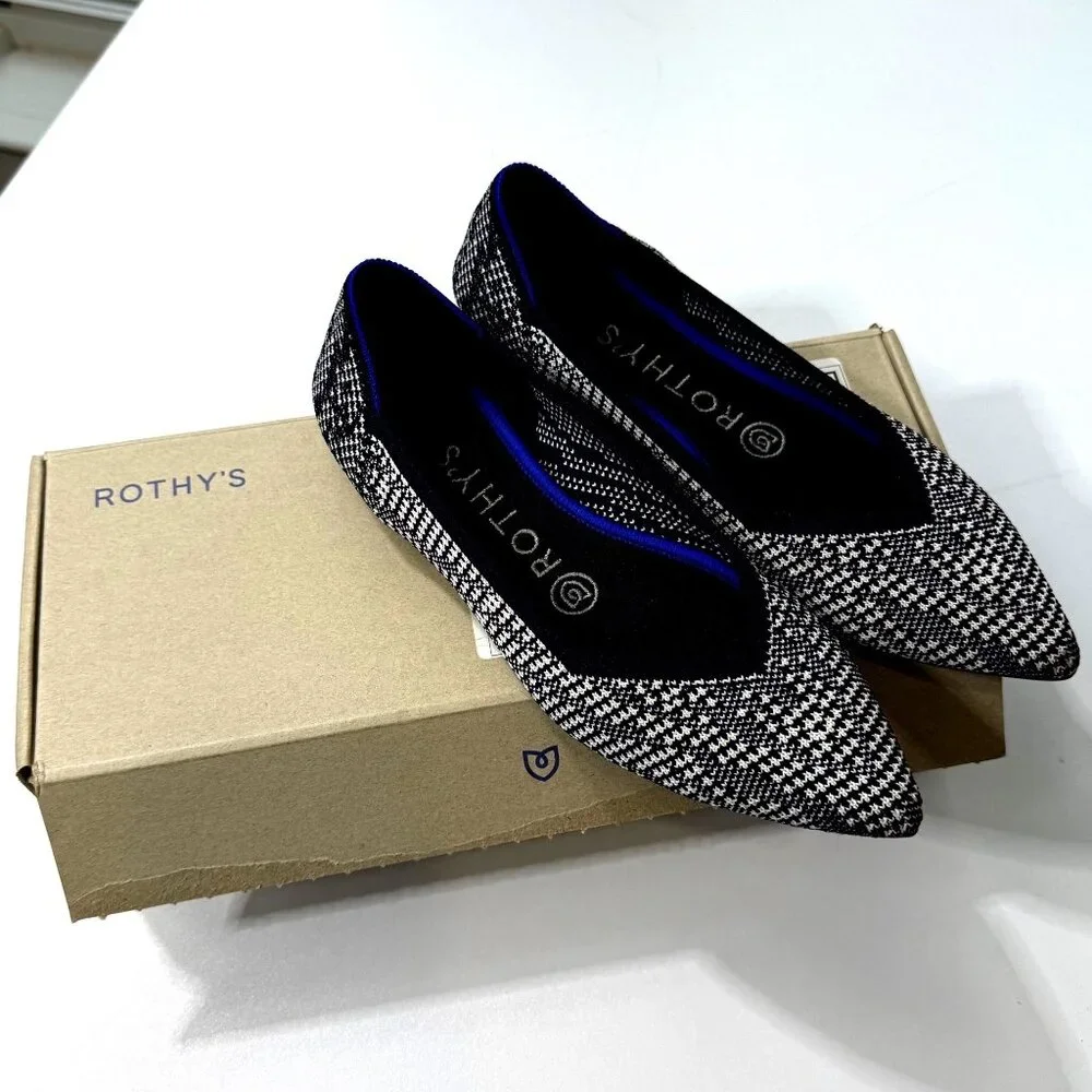 Rothy’s The Point Navy‎ Houndstooth Womens 6.5